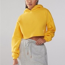 Savage x Fenty Yellow Essential Cropped Pullover Hoodie Womens Size XL 14-16 NWT