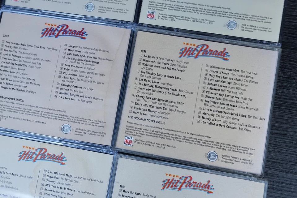 6 Time Life Your Hit Parade Music CD Lot 1950, 1952, 1953, 1955, 1958, 1959 - Image 3 of 4