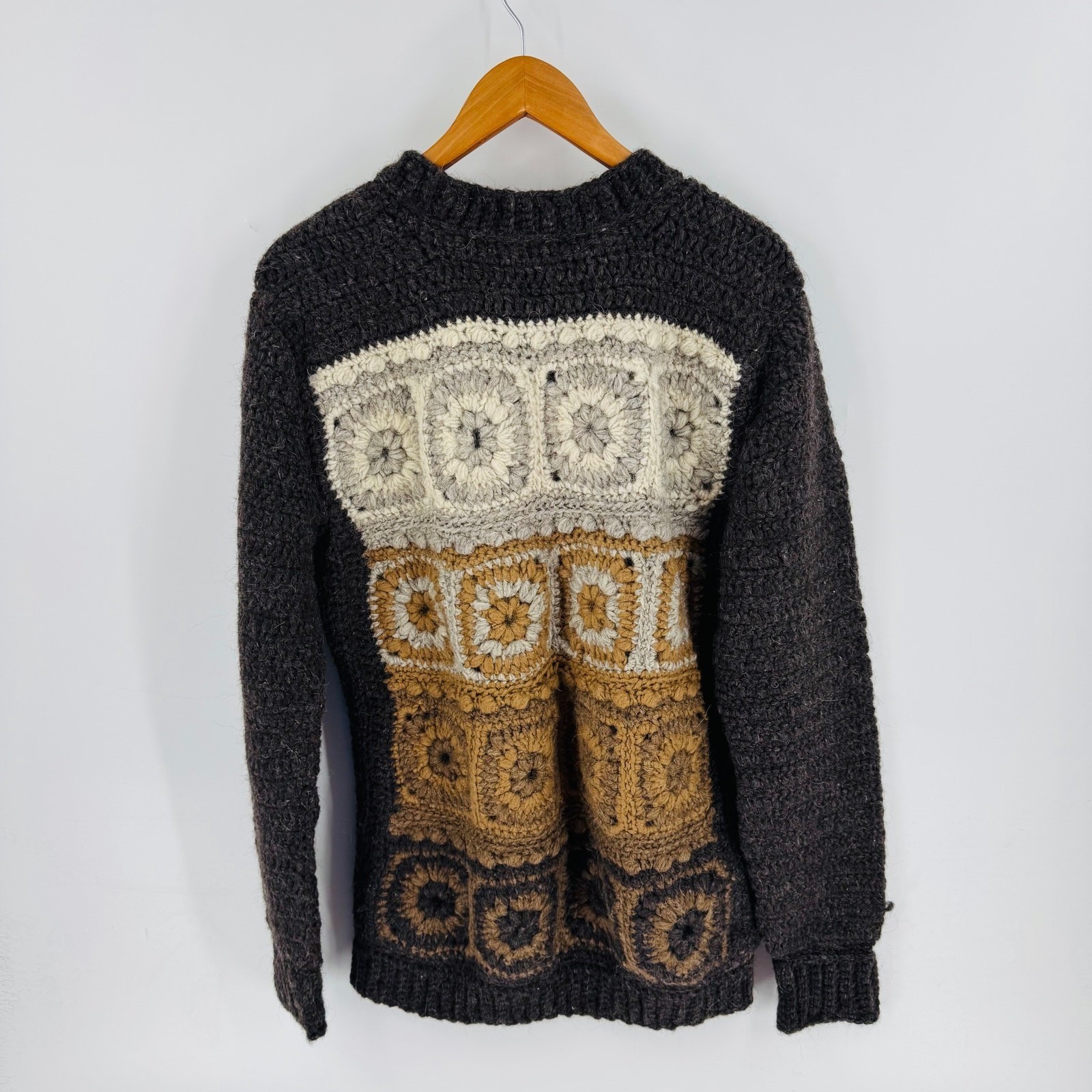 Handmade Crochet Patchwork Sweater Boho Chunky Kn… - image 2