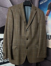 Hugo Boss 52 Brown Wool Tweed Blazer Herringbone Windowpane Jacket