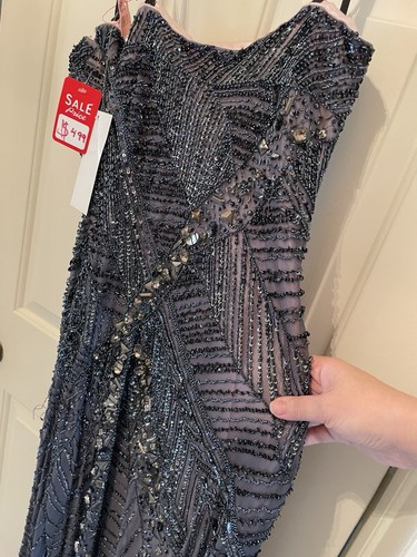 Jovani Beaded Floor Length Gown- Size 14- Strapless - Corset- Whimsigoth- Gray - Picture 6 of 19
