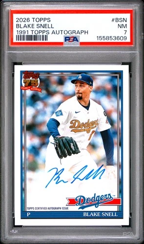 2026 Topps Series 1 Blake Snell 1991 Topps Baseball Autographs (RAW)