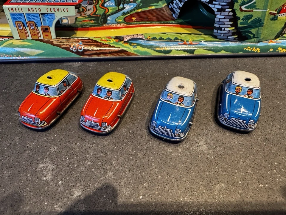 Technofix 303 Cable Car Alpine Express Tin Toy 1960s – 4 Cars + Box - Bild 2 von 4