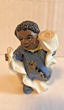 African American Young Boy Pajamas Giraffe Paper Figurine Young's Inc 3.75" Tall