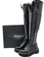 DEMONIA Emily 375 Boots Matte Black Lace Up P...