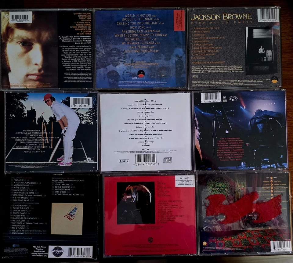 9 Rock Cd Lot Elton John Little Feat Van Halenvan Morrison Jackson Browne Foto 2 de 2