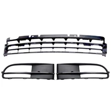 Front Bumper Lower Grille Black Chrome Trim&Fog light Grill For VW Beetle 12-16