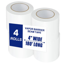 4 Roll, White Vapor Barrier Tape, 4" Wide X 180' Long, PE 9 Mm Polyethylene Tape