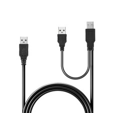 USB 2.0 Type A Male to Dual USB A Male Y Splitter Cable Cord Black Y2U18311