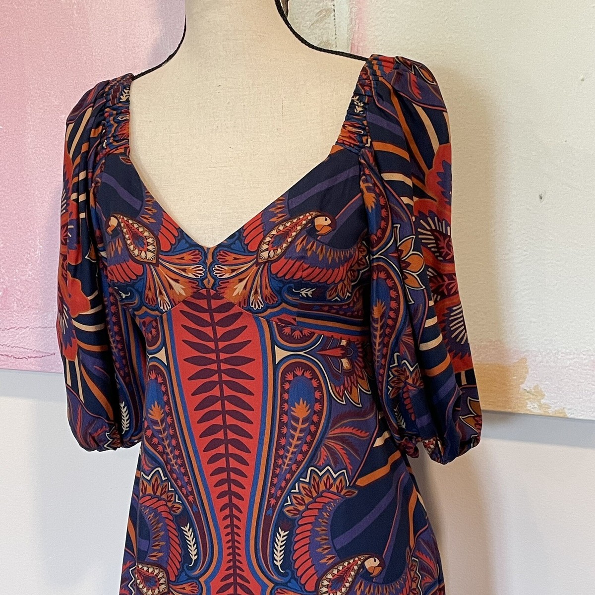 Farm Rio Anthropologie Macaw Arabesque Midi Dress Puffed Sleeves Boho Sz XS NWT | eBay Farm Rio Anthropologie Macaw Arabesque Midi Dress Puffed Sleeves Boho Sz XS NWT | eBay