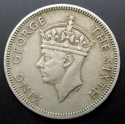 1950 Malesia (Malesia): 20 centesimi, Giorgio VI, rame-nichel, 5,65 g, KM#9 - Foto 1 di 2