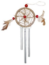 7.5  Native Mini Dream Catcher Chime Christmas Holiday Ornament Red Beads