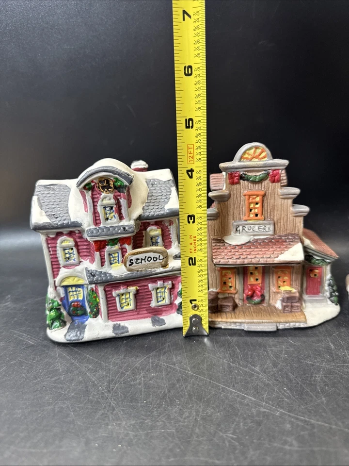 Lote de 3 *2 candelabros vintage de luz de té de cabaña de pueblo de Navidad Foto 3 de 4