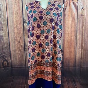 Renee-C-Multi-color-Sleeveless-Shift-V-Neck-Dress-Size-Large
