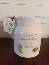 Harvest Green Studio Stoneware Pitcher "Mom's know Best..." GIFT Farmhouse Vase
