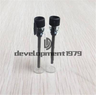 50 EMPTY SMALL GLASS 1ml 2ml 3ml black/white cap PERFUME SAMPLE VIAL BOTTLE