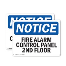 2 Pack Fire Alarm Control Panel 2Nd Floor OSHA Notice Sign Decal Metal Plastic