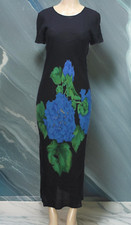 Carole Little Women's Maxi Dress Short Sleeve Floral Sheer Black Size 6