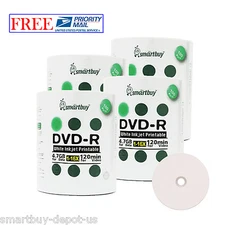 400 pcs SmartBuy White Inkjet Hub Printable DVD-R DVDR 16X 4.7GB Recordable Disc