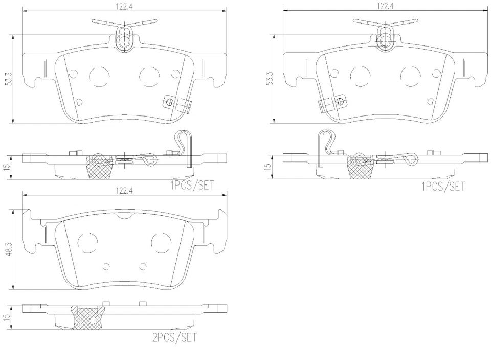 Juego de pastillas de freno traseras Brembo cerámica NAO para Honda Civic Si Type-R EX LX 2016-2021 Foto 2 de 4