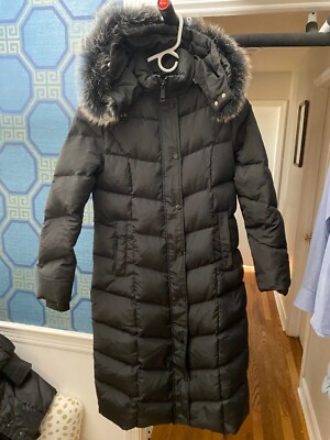 Womens Caissip Black Puffer Parka Down feather Coat detachable hood M medium
