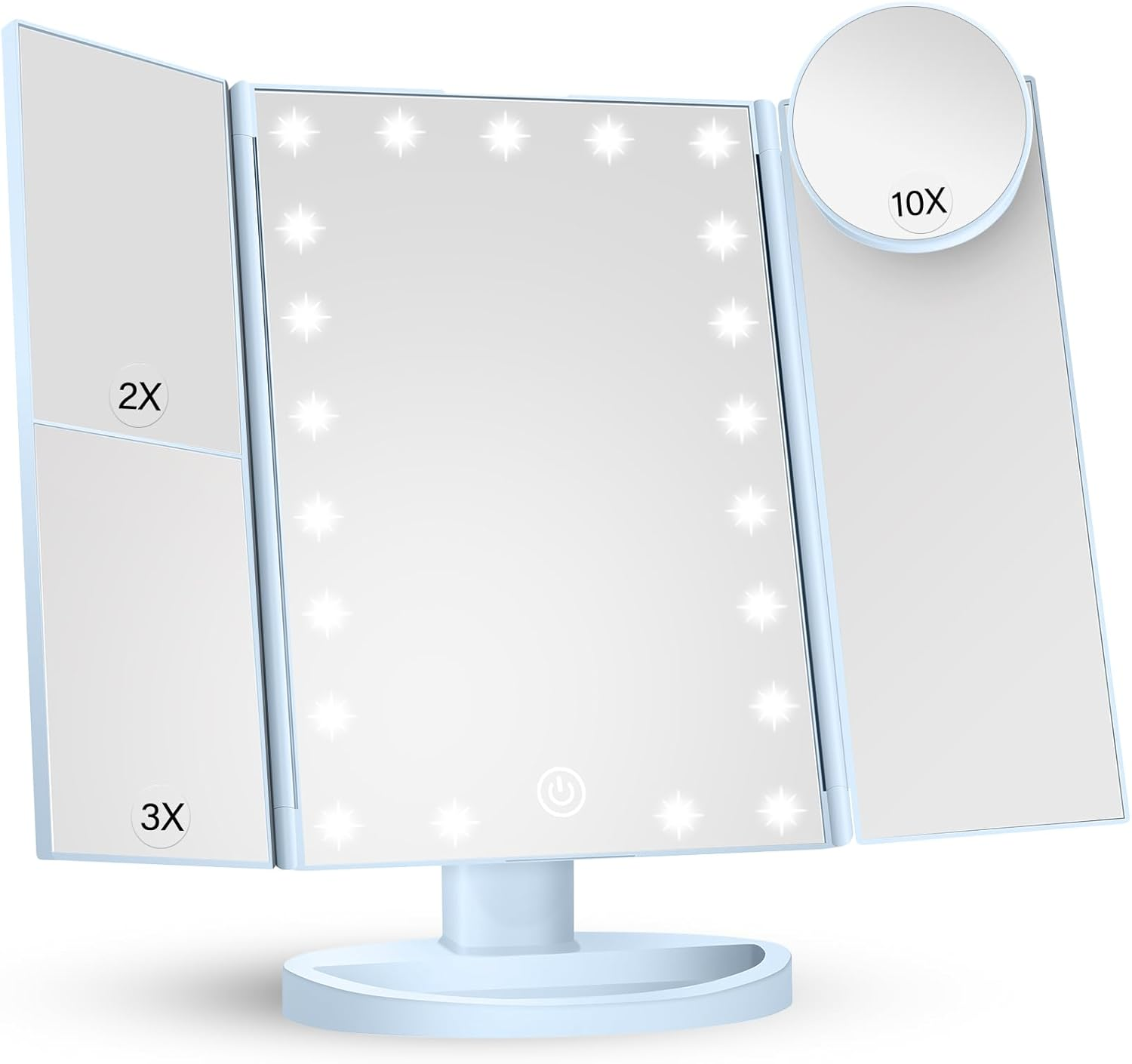 Lighted Makeup Mirror with 2X 3X 10X Magnification for Vanity-image