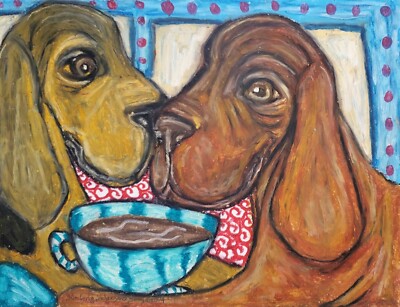 BLOODHOUND DOG 9 x 12 ORIGINAL Pastel ART Painting by Artist KSams