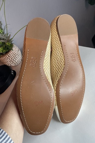 Tory Burch Flat Shoes Raffia Wedge Catherine Cap Toe Bone Women's Size 11 M - Picture 7 of 23