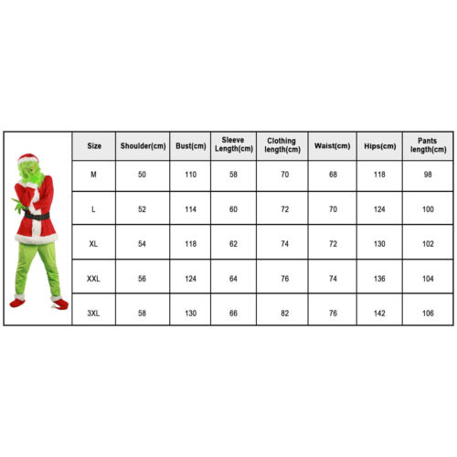 Adults The Grinch Costume Xmas Party Cosplay Christmas Santa Fancy Dress Outfits - Picture 3 of 20