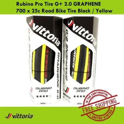 Vittoria Rubino Pro Tire G+ 2.0 GRAPHENE 700 x 25c Road Bike Tire Black / Yellow