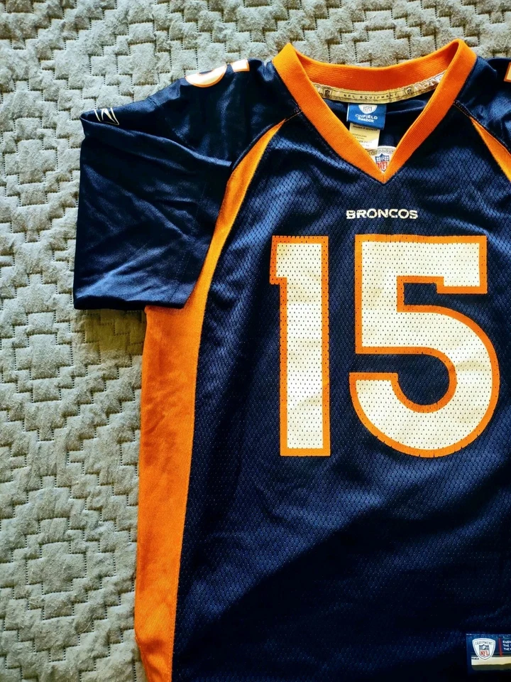 Camiseta de fútbol americano juvenil Reebok de los Denver Broncos Brandon Marshall On Field #15 🏈 L Foto 3 de 4