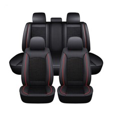For Honda Crv 5-seat Leather Seat Covers Full Set Cushion Protector Blackred