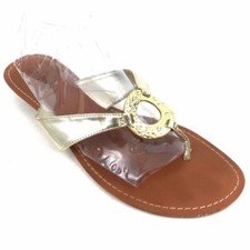 Guess Thong Flip Flops Sandals Slip Ons Gold Embellished Bling Metal Size 10M