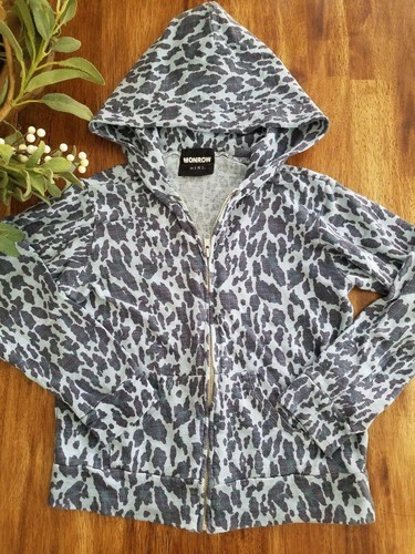 MONROW GIRLS cheetah SWEATSHIRT Blue 