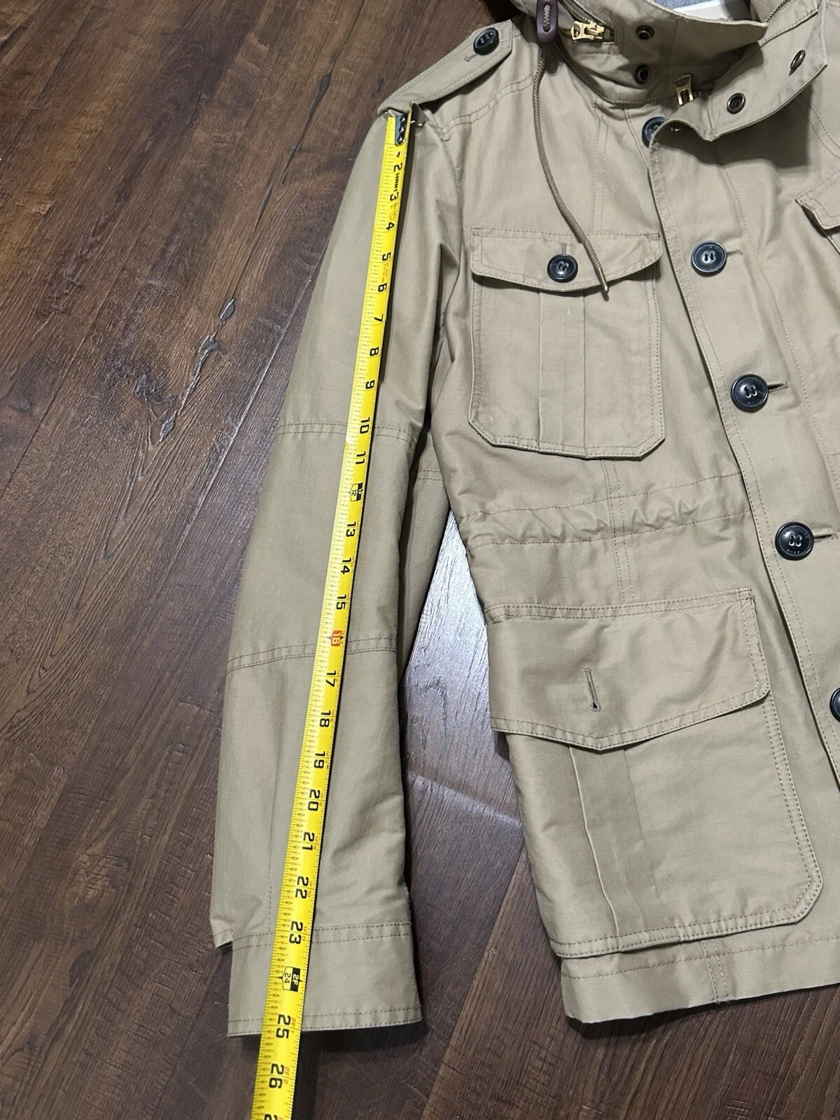 Cappotto giacca uomo Burberry Brit fodera staccabile cappuccio nascosto taglia M