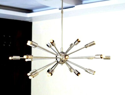 Lustre Spoutnik Moderne En Laiton 24 Bras - Style Mid-century, Intérieur/extérieur, E27