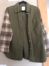 Thread and Supply Women’s Jacket Olive Tam Plaid Size Medium