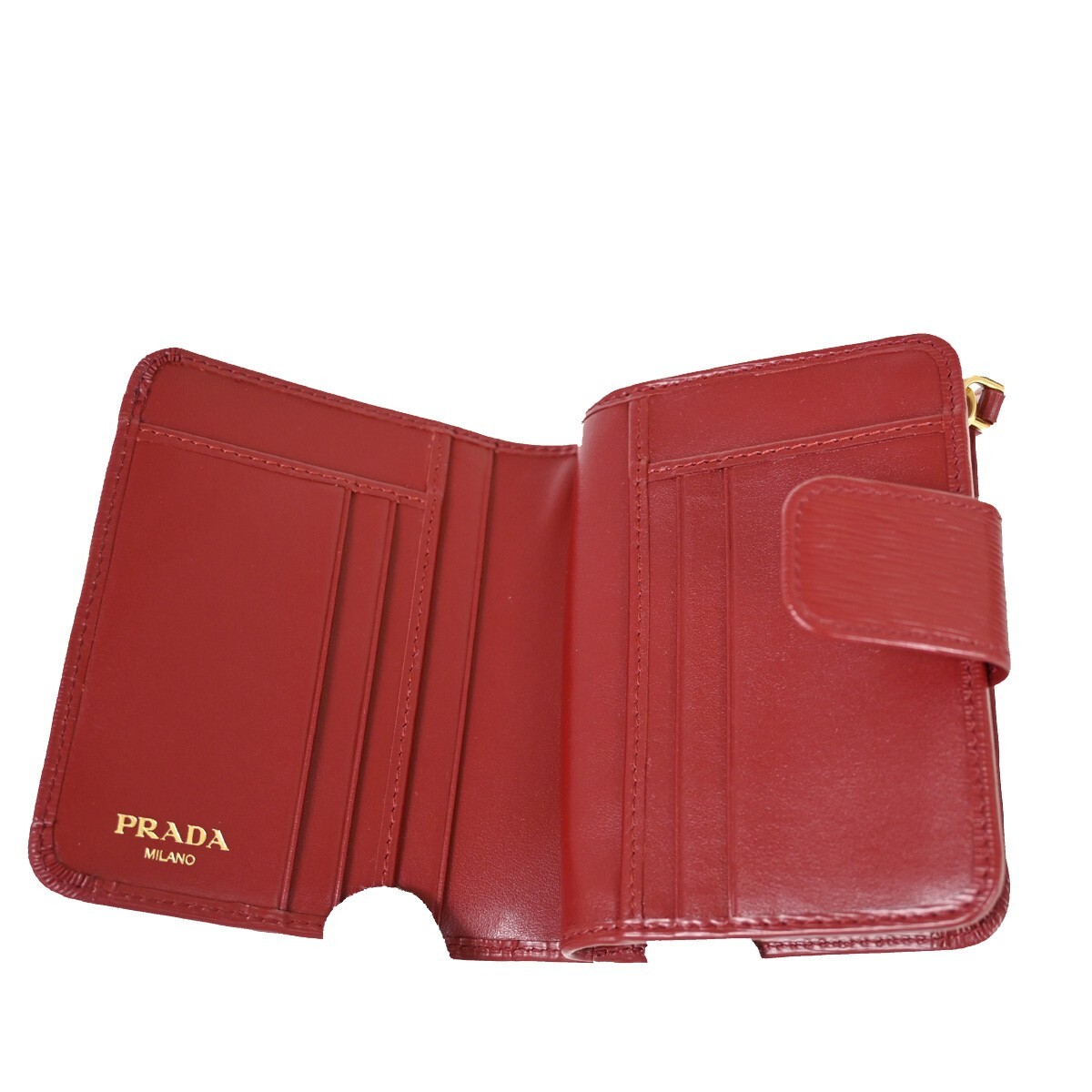 PRADA MILANO Logo Bifold Wallet Purse Vitello Move Leather PRADA MILANO Logo Bifold Wallet Purse Vitello Move Leather