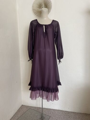 VNTG Two Tone Layered Purple Chiffon Nightgown Ma… - image 1