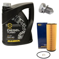 MotoröL ÖLfilter SH421P Set 5W40 5 Liter ÖLablassschraube FüR Skoda Superb 3U4