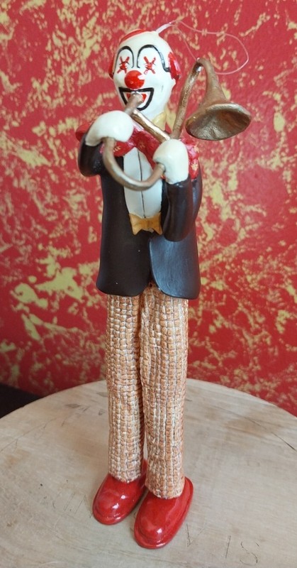Vintage MMA Souvenir Philippines Circus Clown Bugler Trombone Figurine Ornament 