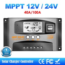 40A-100A MPPT Solar Charge Controller Panel Battery Regulator Dual 2 USB 12/24V