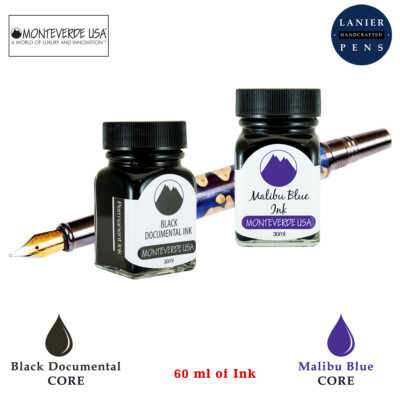 Monteverde 60ml Core Ink Bottle (30ml Black Documental, 30ml Malibu Blue)