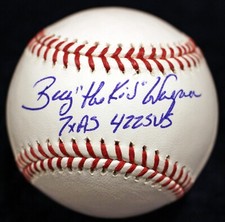 BILLY WAGNER THE KID + 7 X AS + 422 SAVES INSC SIGNED AUTO STAT BASEBALL JSA COA