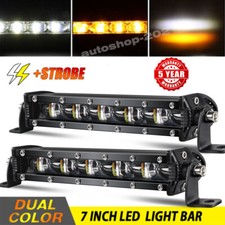 Pair 7inch Led Work Light Bar Dual Color White Amber Strobe Offroad Pods Atv Utv