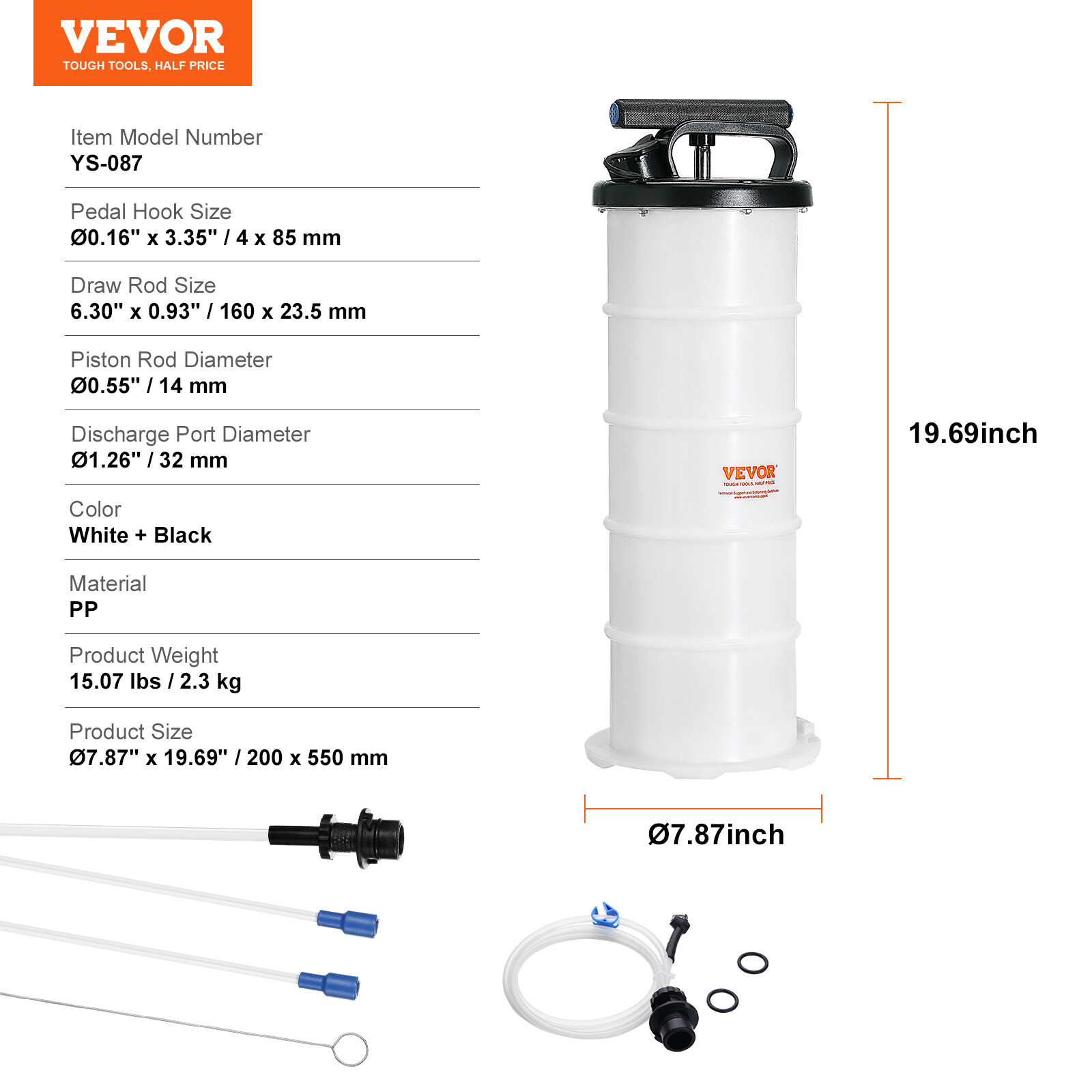 VEVOR Fluid Extractor Manual Hand Operated Oil Change Vacuum Pump 1.74