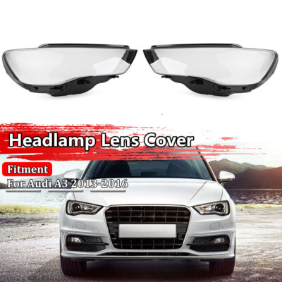 For Audi A3 2013-2016 Left+Right Side Car Headlight Lens Cover