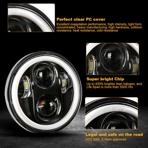 For Ford Galaxie 500 1962-74 5.75" LED Headlights RGB Angel Eyes Hi-Lo bluetooth - Foto 6 di 12