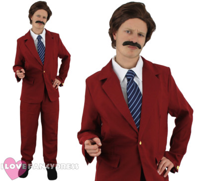70er Jahre NEWSREADER KOSTÜM NACHRICHTENSPRECHER FILM FIGUR ANZUG & KRAWATTE M-XL