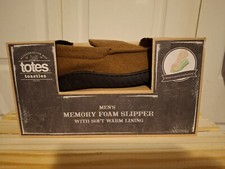 Totes Toasties Slippers Cognac Plaid Slip On Memory Foam Shoe Mens Medium 8 - 9